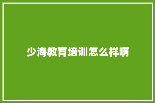 少海教育培训怎么样啊 说明文范文