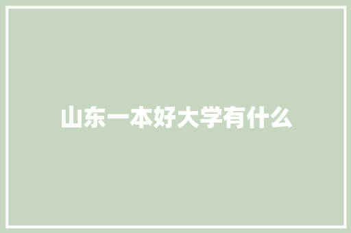 山东一本好大学有什么
