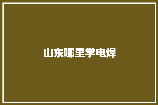 山东哪里学电焊