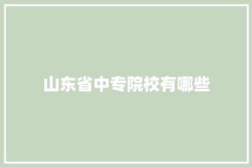 山东省中专院校有哪些