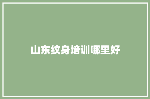 山东纹身培训哪里好