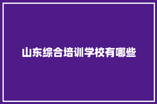 山东综合培训学校有哪些