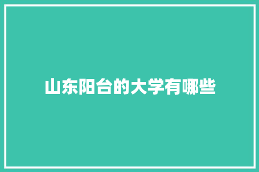 山东阳台的大学有哪些