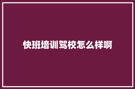快班培训驾校怎么样啊 演讲稿范文