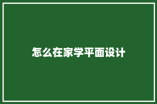 怎么在家学平面设计