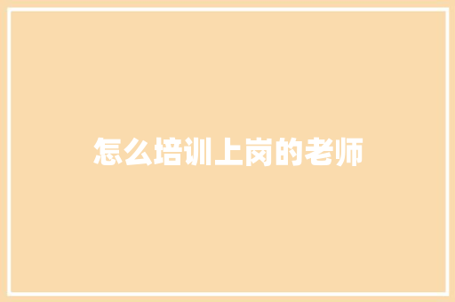 怎么培训上岗的老师 应用文范文