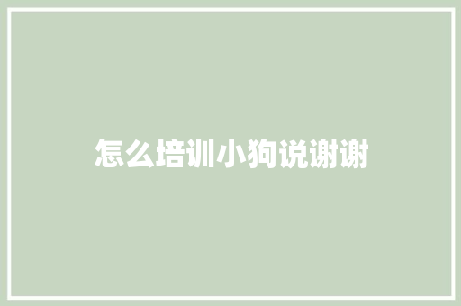 怎么培训小狗说谢谢