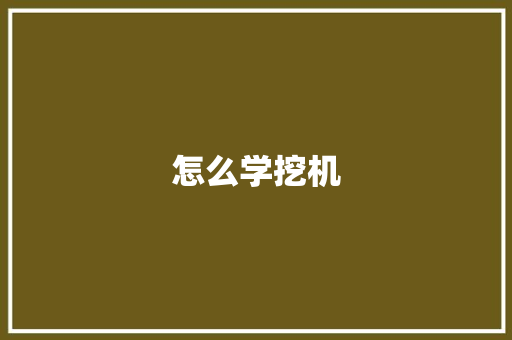 怎么学挖机