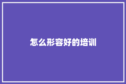 怎么形容好的培训 应用文范文