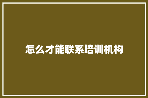 怎么才能联系培训机构