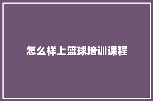 怎么样上篮球培训课程