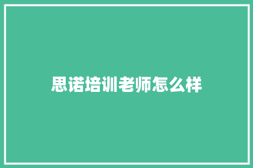 思诺培训老师怎么样