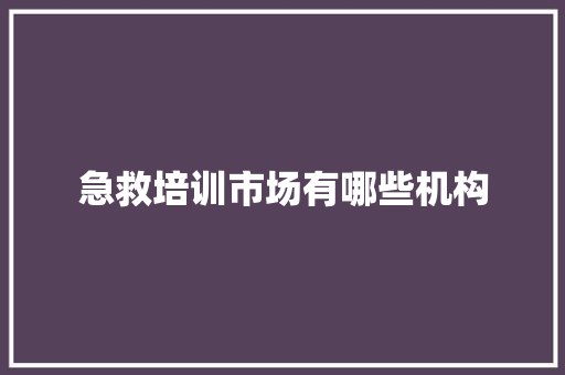急救培训市场有哪些机构