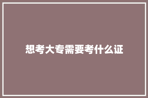 想考大专需要考什么证