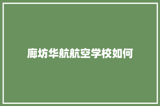 廊坊华航航空学校如何