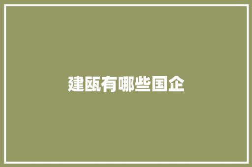 建瓯有哪些国企 简历范文