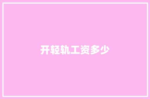 开轻轨工资多少