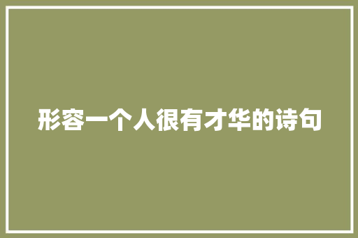 形容一个人很有才华的诗句