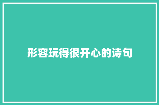 形容玩得很开心的诗句