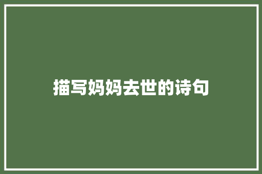 描写妈妈去世的诗句 应用文范文