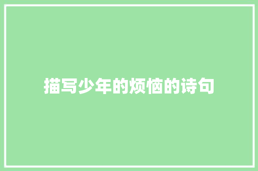 描写少年的烦恼的诗句 简历范文