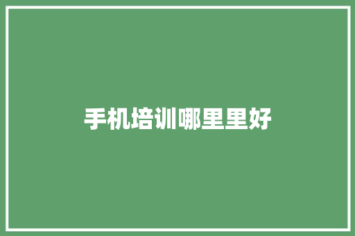 手机培训哪里里好