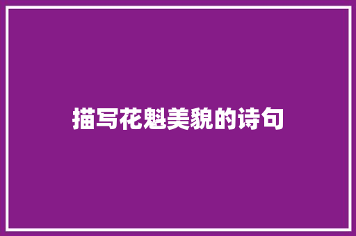 描写花魁美貌的诗句 求职信范文