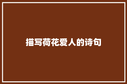 描写荷花爱人的诗句