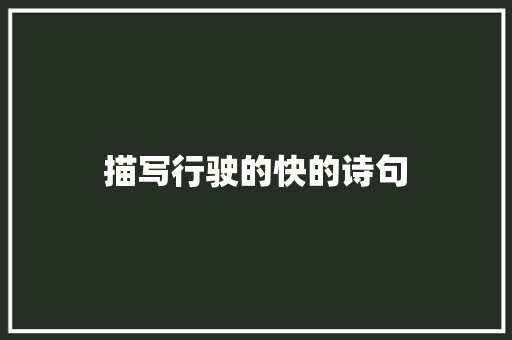 描写行驶的快的诗句
