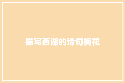 描写西湖的诗句梅花
