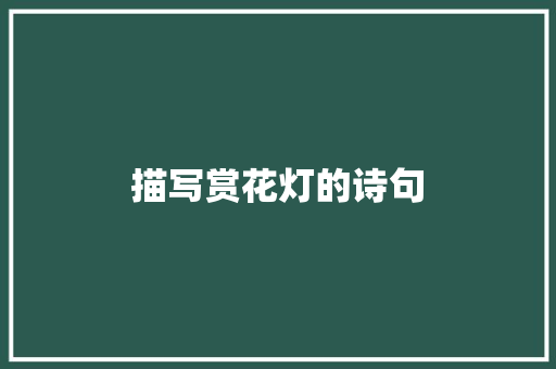 描写赏花灯的诗句 商业计划书范文