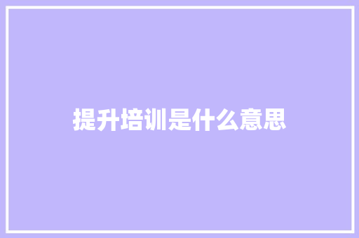 提升培训是什么意思