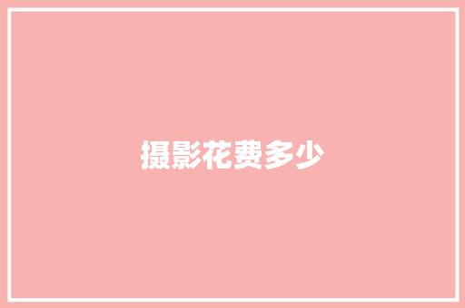 摄影花费多少