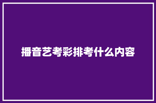 播音艺考彩排考什么内容 商业计划书范文