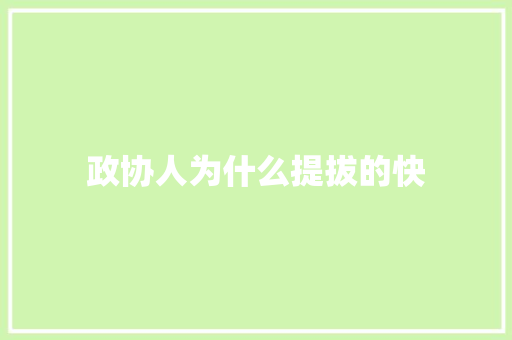 政协人为什么提拔的快