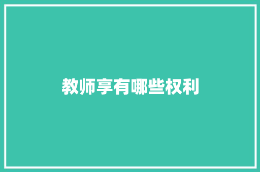 教师享有哪些权利
