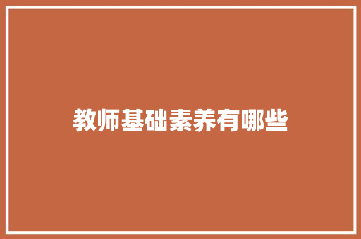 教师基础素养有哪些