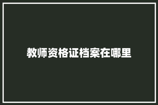 教师资格证档案在哪里