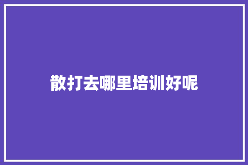 散打去哪里培训好呢