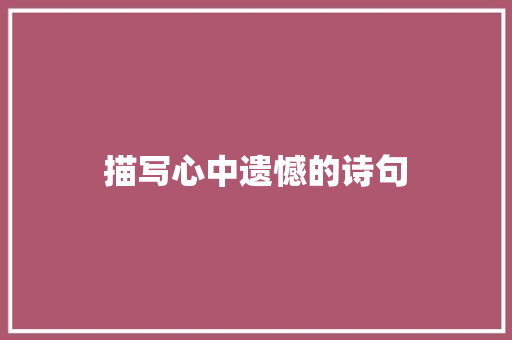 描写心中遗憾的诗句