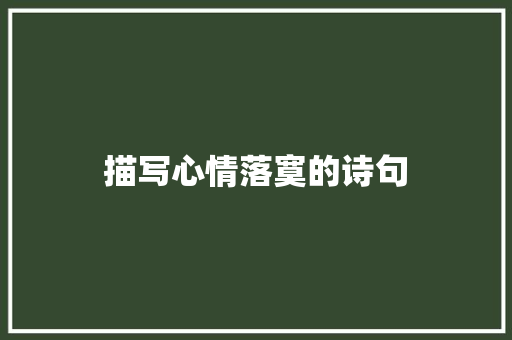 描写心情落寞的诗句