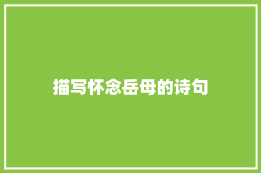 描写怀念岳母的诗句
