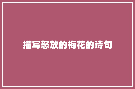 描写怒放的梅花的诗句