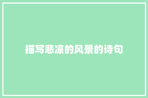 描写悲凉的风景的诗句 记叙文范文