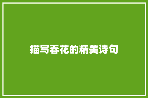 描写春花的精美诗句