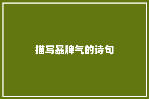 描写暴脾气的诗句