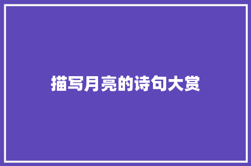 描写月亮的诗句大赏