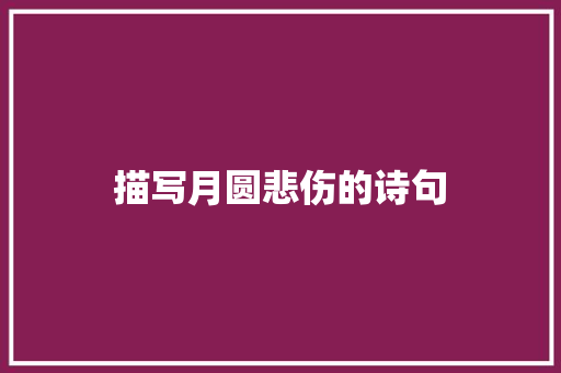 描写月圆悲伤的诗句