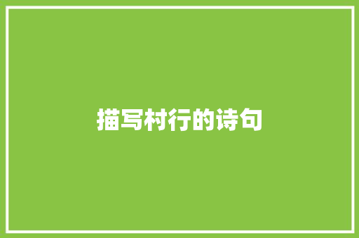 描写村行的诗句 简历范文