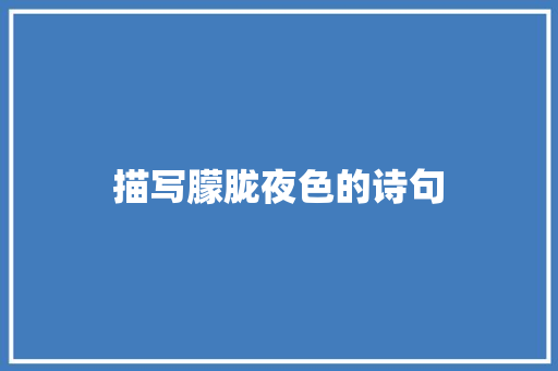 描写朦胧夜色的诗句